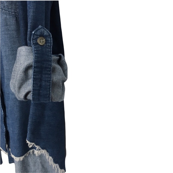 Anthropologie Cloth & Stone Slit Hem Roll Tab Long Sleeve Button Up Blouse - Picture 8 of 11